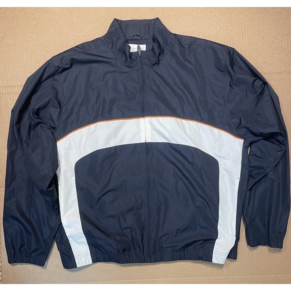Cutter & Buck Men's Windbreaker sz XL Full Zip Navy Blue & White Golf Jacket
